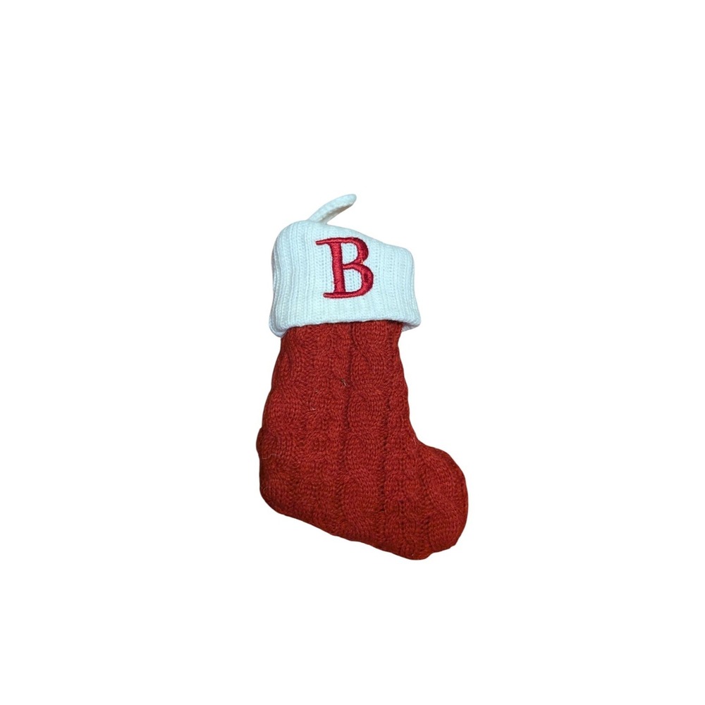 Kohls Red Mini Christmas Stocking Monogram A Cable‎ Knit Red Initial B 7"